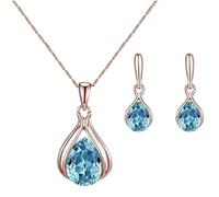 UncleS Elegant Earrings and Necklace Set for Women Fashion Water Drop Shape Business Attire Jewelry Handmade Accessories