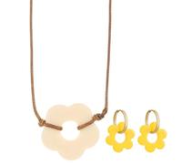 UncleS Elegant Flower Pendant Jewelry Set Stylish Florals Charm Necklace And Earrings For Women Colorful Blossom Accessories Elegant Flower Jewelry
