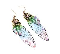 UncleS Fairy Earrings Butterfly Wing Earrings Wedding Bride Wing Drop Earrings Colorful Rhinestone Wing Long Dangle Earring