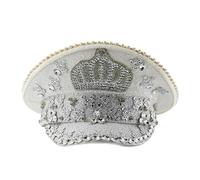 UncleS Marine Hat For Casual And Formal Event Sequins Crowns Caps Music Festival Women Costume Rhinestones Studded Party Hat Marine