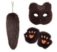 UncleS Multifunctional Foxes Costume Fashion Accessories With Plush Tail And Gloves Portable For Role Playing Fun Halloween Dress Up