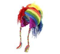UncleS Novelty Earflap Hat Roman Knight Rainbow Halloween Funny Rainbow Striped Knit Earflap Roman Knight Hat