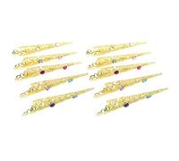 UncleS Pack Of 10 Gold Finger Nails Tip Claw Rings Nails Jewelry Alloy Texture For Performances And Cultural Event Gold Nail Rings Set