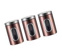 UncleS Set of 3 Multipurpose Chromes Finish Airtights Food Storage Containers Clear Window for Coffee and Sweeteners Organizers Clear Window Jar