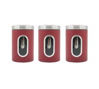 UncleS Set of 3 Multipurpose Chromes Finish Airtights Food Storage Containers Clear Window for Coffee and Sweeteners Organizers Clear Window Jar