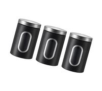 UncleS Set of 3 Multipurpose Chromes Finish Airtights Food Storage Containers Clear Window for Coffee and Sweeteners Organizers Clear Window Jar