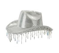 UncleS Sparkling Bridal Hat Raindrop Tassels Mirrored Hat For Bachelorette Party Bridal Bride For Actor Actress Props Sequins Cowboy Hats