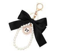 UncleS Stylish Bowknot Decoration for Backpack Keyring Fashion Key Ring Beads Charm Pendant Accessory Gift for Women Ladies Bag Decoration