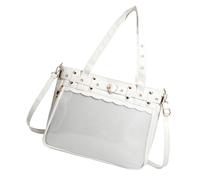 UncleS Stylish College Crossbody Bag Large Capacity Transparent Badge Holder Ergonomic Shoulder Strap Practical PU Satchel Festival Clear Bag