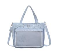 UncleS Stylish College Crossbody Bag Large Capacity Transparent Badge Holder Ergonomic Shoulder Strap Practical PU Satchel Festival Clear Bag