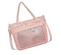 UncleS Stylish College Crossbody Bag Large Capacity Transparent Badge Holder Ergonomic Shoulder Strap Practical PU Satchel Festival Clear Bag