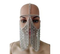 UncleS Stylish Fringed Head Chain With Face For Women Night Event Punk Face Chain For Masquerades And Carnivals Party Tassels Head