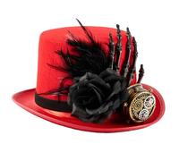 UncleS Victorian Wool Top Hat With Goggles Skeleton Hand Tall Hat For Carnivals Cosplay Theme Event Celebration Halloween Props Gothic Accessory