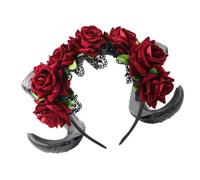 UncleS Witch Horn Headwear Party Halloween Bride Headband Devil Horn Animation Hair Hoop For Live Show Role Play Rose Flower Hairband
