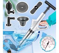 Unclog Toilet Plunger, High-Pressure Air Pump, Real-Time Barometer, White