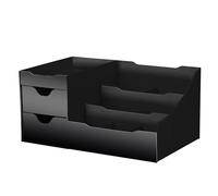 UNCLUTTERED DESIGNS Large Black Cosmetic Organiser - Organiser Box With Drawers for Aftershave, Deodorant, Beard, Shaving Lotion, Perfume & Skincare - Perfect for Mens Bathroom & Bedroom Storage