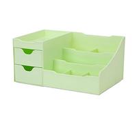UNCLUTTERED DESIGNS Makeup Organizer With Drawers - Modern Countertop Storage for Cosmetics - Chic Vanity Holder for Perfume, Skincare, Brush, Lipstick, Nail Polish Organization & Display (Green)