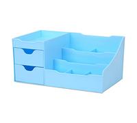 UNCLUTTERED DESIGNS Makeup Organizer With Drawers - Modern Countertop Storage for Cosmetics - Chic Vanity Holder for Perfume, Skincare, Brush, Lipstick, Nail Polish Organization & Display (Blue)