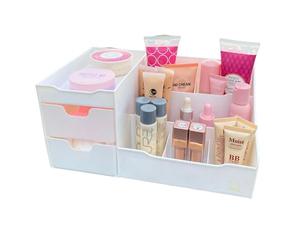 UNCLUTTERED DESIGNS Makeup Organizer With Drawers - Modern Countertop Storage for Cosmetics - Chic Vanity Holder for Perfume, Skincare, Brush, Lipstick, Nail Polish Organization & Display (White)