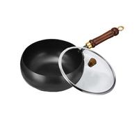 Uncoated Cast Iron Pot for Cooking, Handmade Hammered & Large Belly with Lid for Baking, Cooking, Stewing (with Glass Lid,26cm)