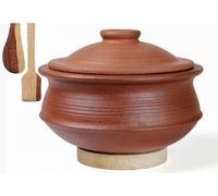 Uncoated Clay Biryani Handi/Pot For Cooking And Serving With Lid 1 Liter, Red