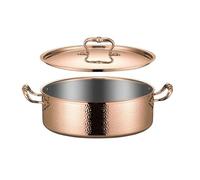Uncoated Hot Pot with Handles, Rose Gold, 28CM | Resistant, Odorless, Cookware, for Tabletop Dining