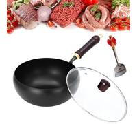 Uncoated Iron Pan, Suntup Frying Pan, 9.45 Inch Hand-Forged Non-Stick Iron Pan Without Coating Durable and Rust-Free, Cooking Wok Induction for Cooker Gas Stir Fry Pans Round Bottom With Lid (Style A)