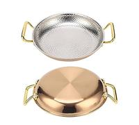 Uncoated Nonstick Frying Bowl Stainless Steel Spanish Paella Pan with Double Handles - 16-36cm Multipurpose Stewpot Skillet Saute Pan for Camping, Gathering, Homes or Restaurants (Rose Gold 20cm)