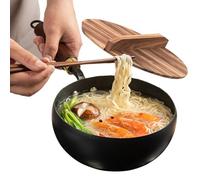 Uncoated Thick Iron Pan Japanese Iron Pan 24cm Belly Shape Frying Pa-n Hand Forged Big Belly Pot Ir-on P-an Stock Pot with Wood Lid Heat Retention Easy Maintenance for Gas Stoves Induction Hobs