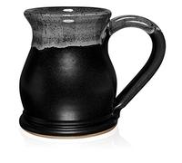 Uncommon Clay 16oz Potbelly Coffee Mug Handmade in the USA (Satin Black/White)