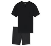 Uncover by Schiesser Men’s 2-Piece Pyjama Set V-Neck Shorty, Black/Dark Blue