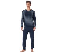 Uncover By Schiesser Men'S Striped Long Sleeve Pyjamas Round Neck Dark Blue
