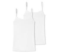 Uncover by Schiesser Women's Pack of 2 Undershirts Spaghetti top-Cotton Underwear, White, M