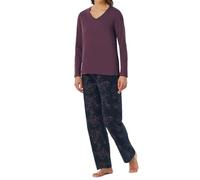 Uncover by Schiesser Women's Damen Schlafanzug Set Shirt Langarm mit Langer Schlafhose-Nachtwäsche Pajama, Plum_182853, 38