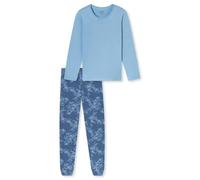 Uncover by Schiesser Women's Pyjama Set Shirt Long Sleeve V-Neck with Long Pyjama Bottoms - Sleepwear, Light Blue_182852, 12