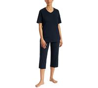Uncover by Schiesser Women's Schlafanzug 3/4 Pajamas, Dunkelblau, 36