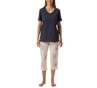Uncover by Schiesser Women's Uncover by Schiesser Pyjama Set Shirt Short Sleeve with 3/4 Long Pyjama Bottoms - Sleepwear Pyjama Set (Pack of 1), Blue-Grey_177166, 24
