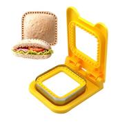 Uncrustable Sandwich Maker Sandwich Cutter and Sealer 2-in-1, Square Crustless Sandwich Maker for Lunch, Picnic, School, Fast Healthy Snacks (Yellow & Green)