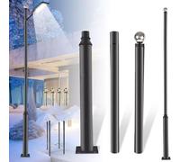 UNDADE Street Light Pole 10Ft Tall - Outdoor Adjustable Galvanized Metal Street Lamp Post with Mounting Rebar Cage Base