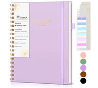 Undated B5 Large Weekly & Monthly Planner, Hardcover Spiral Bound Blank To Do List Notebook with Goal & Habit Tracker Organizer for Work, School, Home 7.4" x 9.64" Purple
