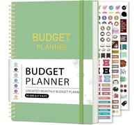 Undated Budget Planner with Tag Stickers, A5 Monthly Budget Planner Budget Book with Expense & Saving Tracker for Money Management and Saving(Green)