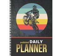 Undated Daily Planner: 8.5x11 One Page Per Day Diary / 6AM to 7PM Hourly Schedule / With To Do List - Note Section / New Year's - Christmas Gift / ... Bike - Motor Sports Retro Sunset Art on Black