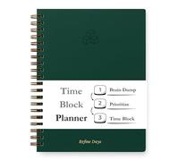 Undated Daily Planner - Time Blocking & ADHD Planner. To Do List, Hourly Schedule, Daily and Monthly Agenda. Designed for Time Management & Productivity. Spiral-Bound Notebook. 200 Pages, A4.
