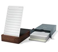 Undated Daily Planner To Do List Notepads and Walnut Stand - 120 Checklist Cards, 10 Goal Cards - Perfect Note Pads for Work Desk or School - ADHD Office Accessories - Productivity Task Analog