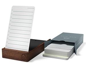 Undated Daily Planner To Do List Notepads and Walnut Stand - 120 Checklist Cards, 10 Goal Cards - Perfect Note Pads for Work Desk or School - ADHD Office Accessories - Productivity Task Analog