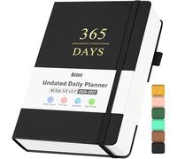 Undated Daily Planner with To Do List, 365 Days Planner for ADHD(A5, Black)