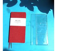 Undated Planner A6 Size - Weekly & Monthly Pocket Organizer, Portable Travel Notebook, Office Schedule Book,Gift Idea (Red with a Clear Cover)