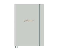 Undated Planner Guided Journal - Habit Tracker Productivity Journal - Monthly Planning ToDo List Reflection Pages & Life Organisation - B5 Wellness Diary Grey Elastic Closure