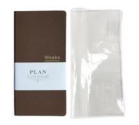 Undated Pocket Weekly Planner Schedule Organizer Agenda Year Month Week Plan A6 Notebooks (Brown with clear cover)