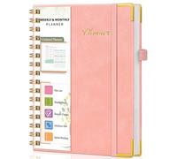 Undated Spiral Weekly and Monthly Planner 2025-2026, Simplified Weekly Calendar Planners, Cute A5 Daily Organizer To Do List Notebook, Spiral Planner with Goal & Habit Tracker, 5.75" x 8.38", Pink